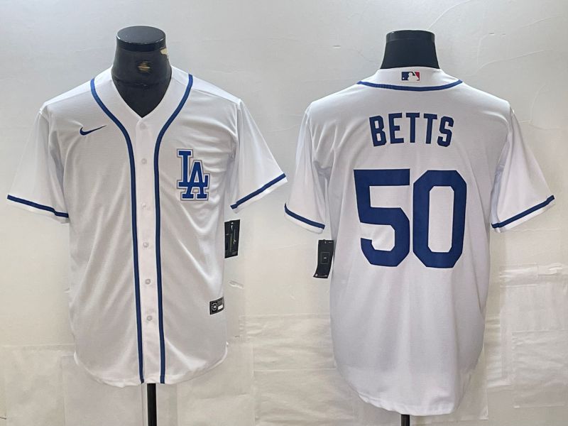 Men Los Angeles Dodgers 50 Betts White Second generation joint name Nike 2024 MLB Jersey style 1